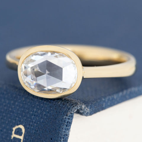 1.51ct Oval Rose Cut Diamond Solitaire, GIA H VS1
