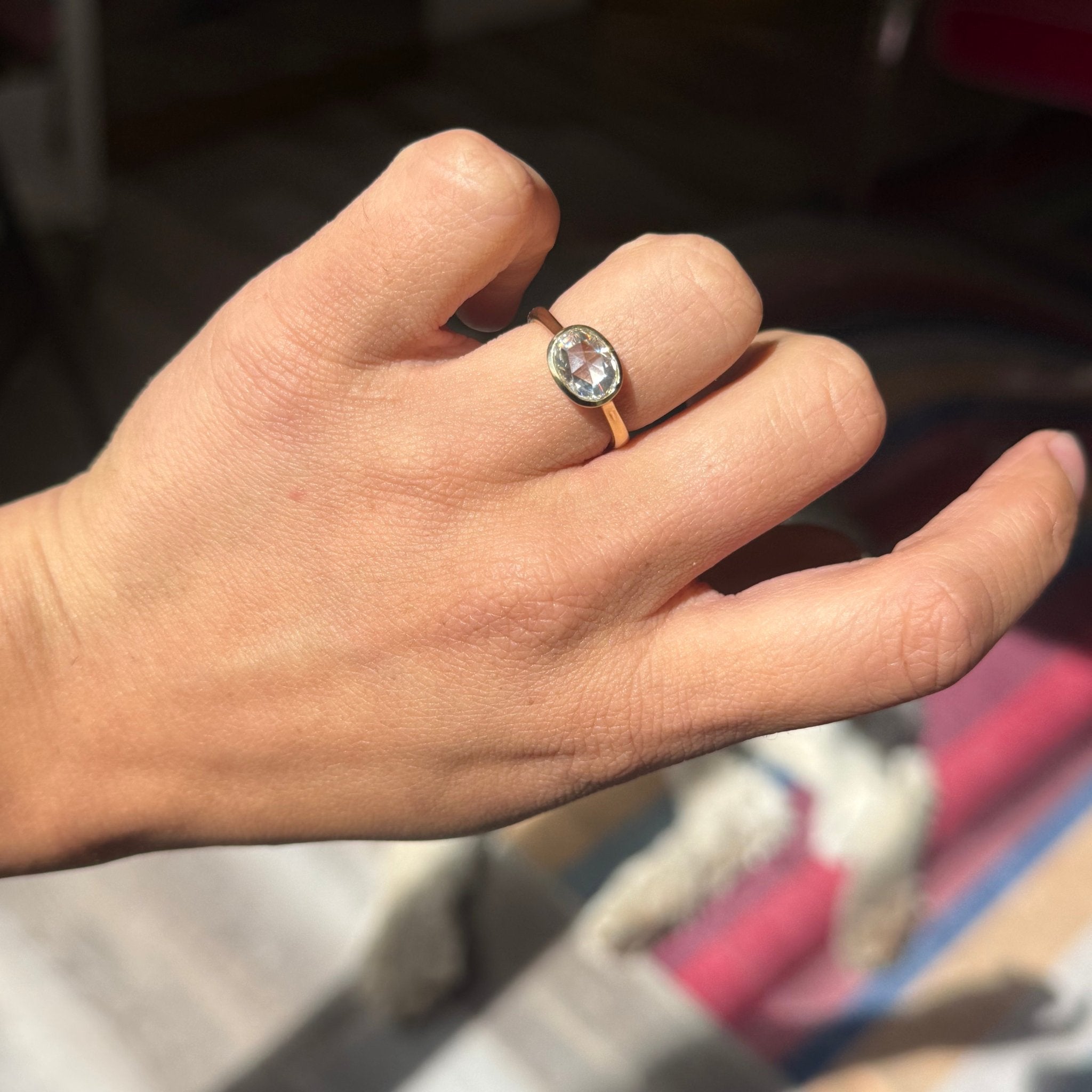 1.51ct Oval Rose Cut Diamond Solitaire, GIA H VS1