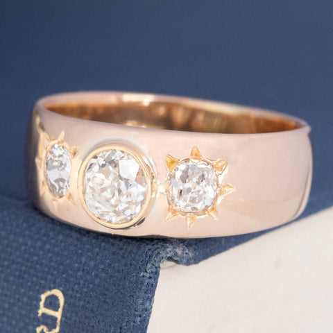 1.51ctw Antique Old Mine Cut Diamond 3-Stone Ring