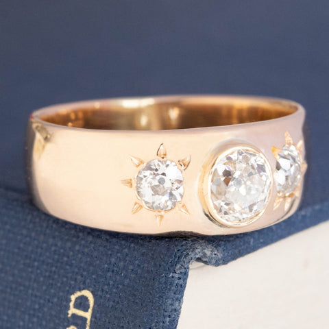 1.51ctw Antique Old Mine Cut Diamond 3-Stone Ring