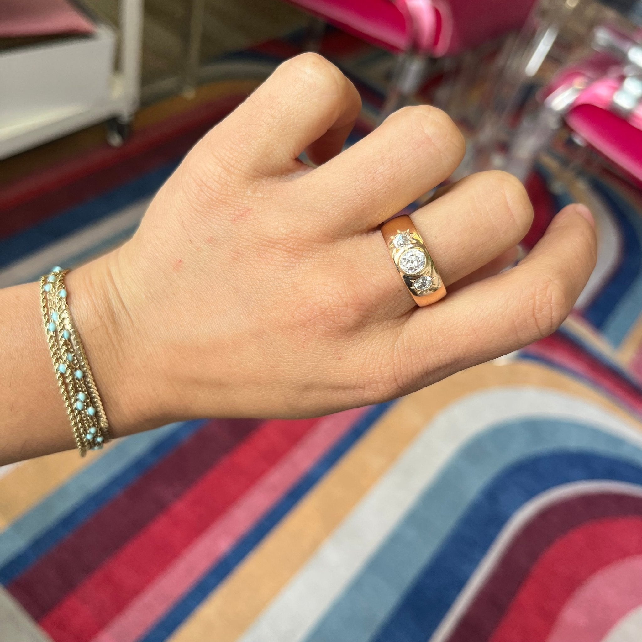 1.51ctw Antique Old Mine Cut Diamond 3-Stone Ring