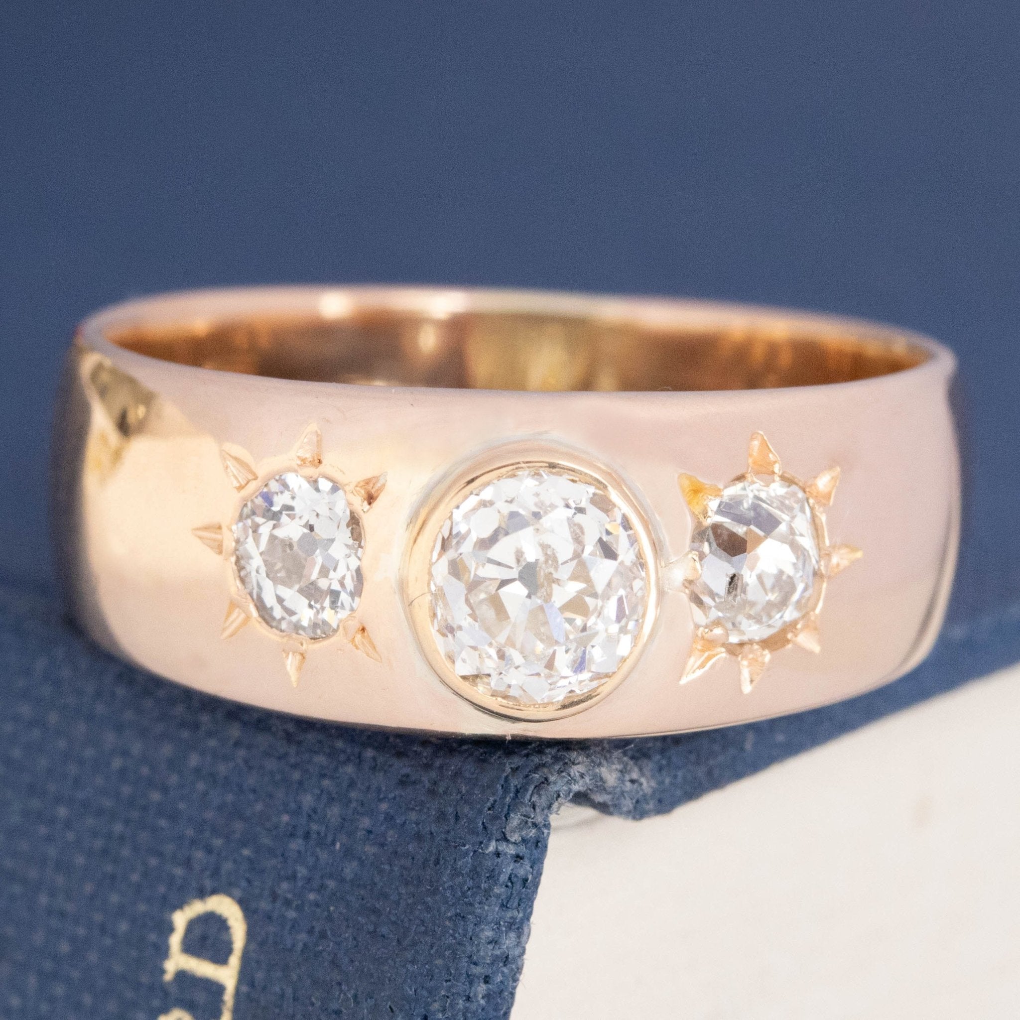 1.51ctw Antique Old Mine Cut Diamond 3-Stone Ring