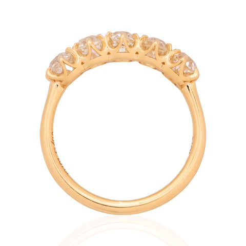 1.51ctw Old Mine Cut Diamond 5-Stone Band