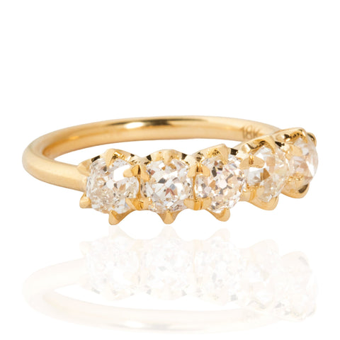 1.51ctw Old Mine Cut Diamond 5-Stone Band