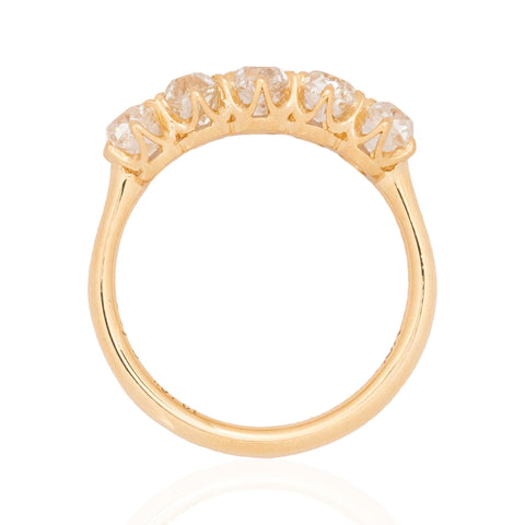 1.51ctw Old Mine Cut Diamond 5-Stone Band