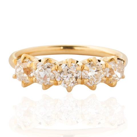 1.51ctw Old Mine Cut Diamond 5-Stone Band