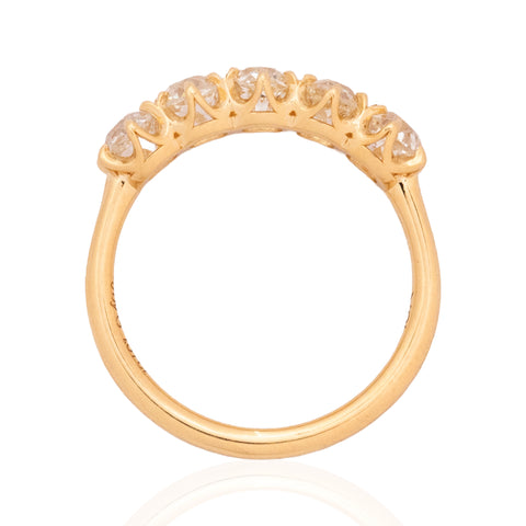 1.51ctw Old Mine Cut Diamond 5-Stone Band