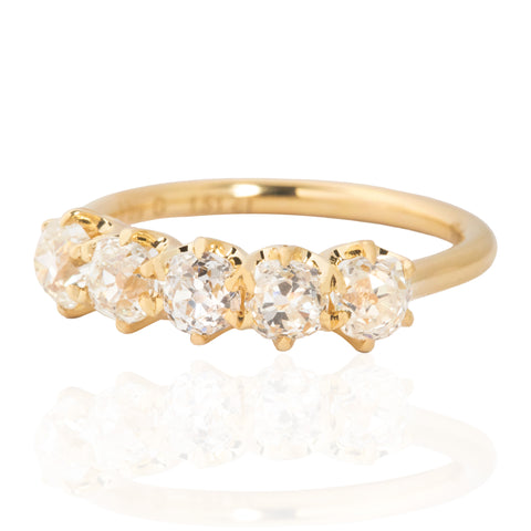1.51ctw Old Mine Cut Diamond 5-Stone Band