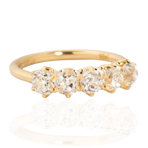 1.51ctw Old Mine Cut Diamond 5-Stone Band