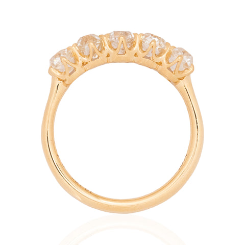 1.51ctw Old Mine Cut Diamond 5-Stone Band
