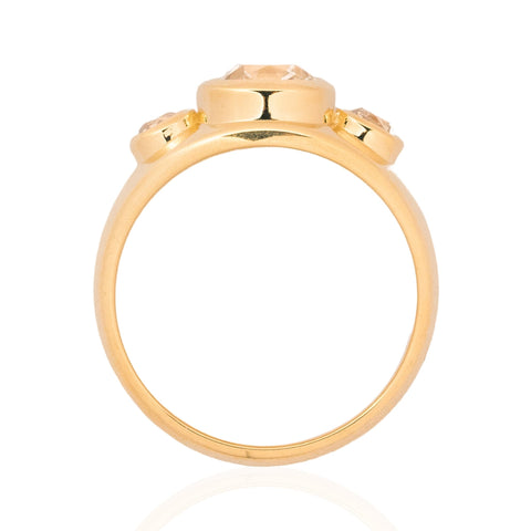 1.52ctw Old Mine Cut Diamond Bezel Trilogy Ring, GIA