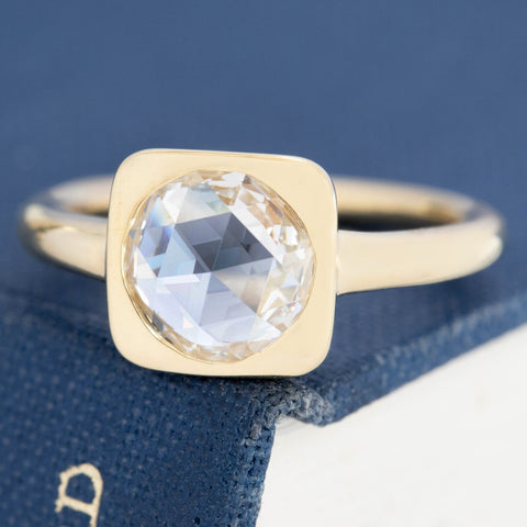 1.53ct Round Rose Cut Diamond Frame Ring, GIA G VS1