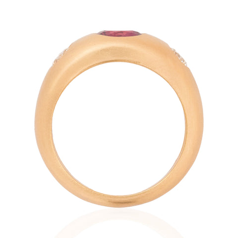 1.55ctw Diamond & Ruby Flush Set Trilogy Ring