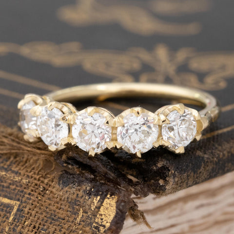 1.53ctw Old European Cut Diamond 5-Stone Band