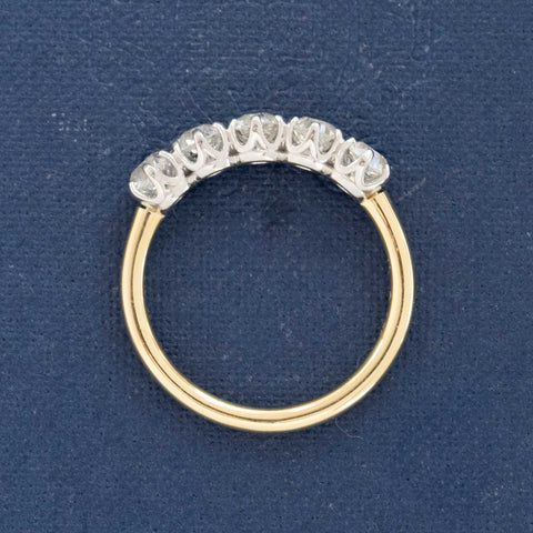 1.53ctw Old European Cut Diamond 5-Stone Half-Hoop Band