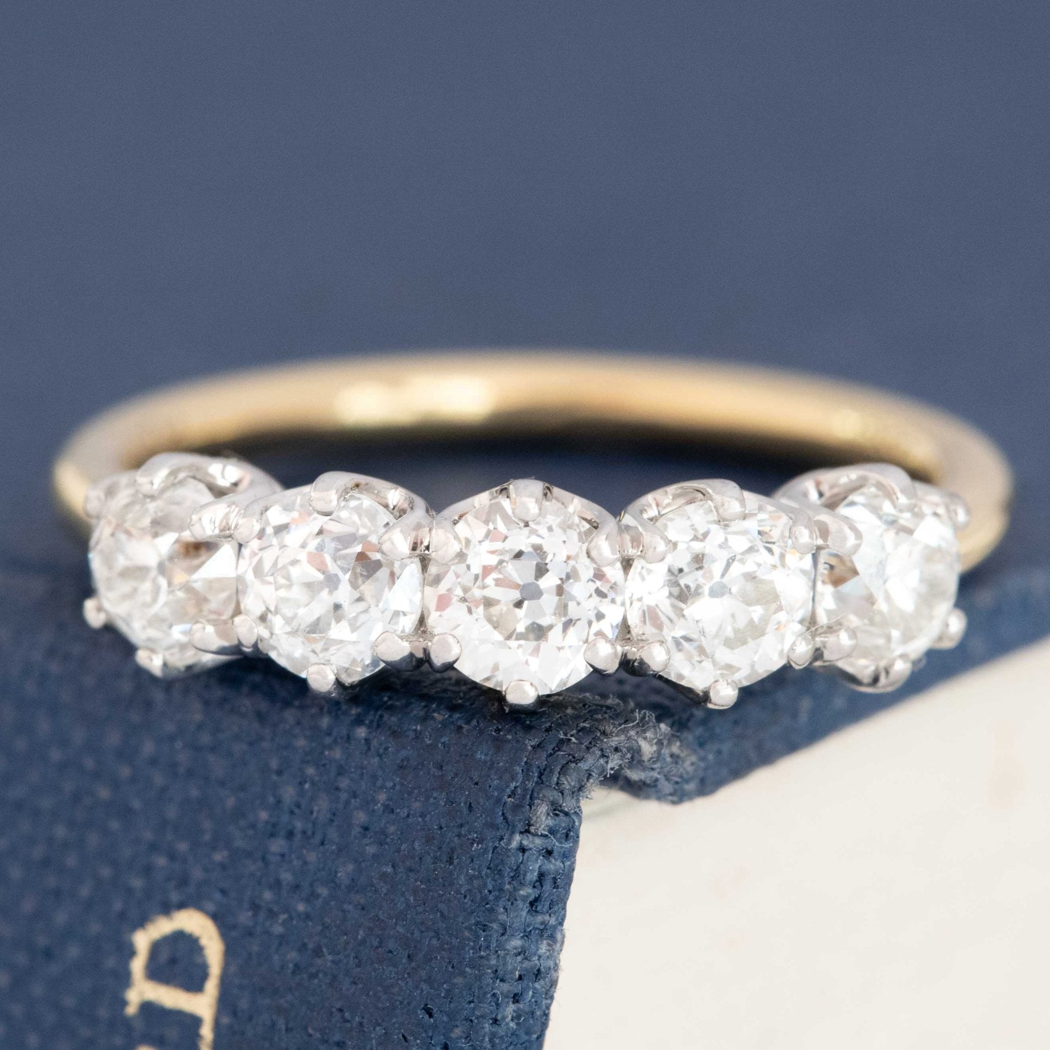 1.53ctw Old European Cut Diamond 5-Stone Half-Hoop Band