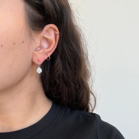 Old European cut diamond platinum collet drop earrings on French wires, 1.53ctw – alternate view 2