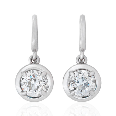 1.53ctw Old European Cut Diamond Drop Earrings