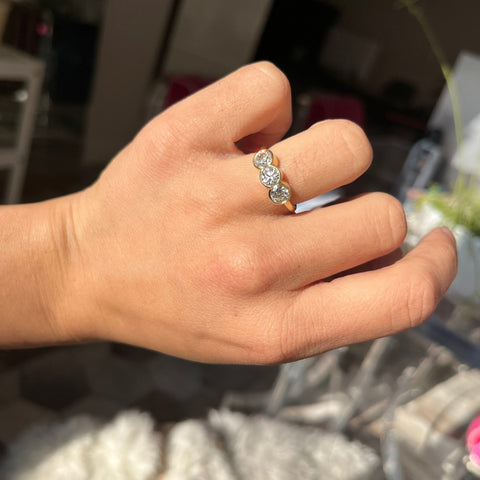 1.53ctw Old European Cut Diamond Trilogy Ring