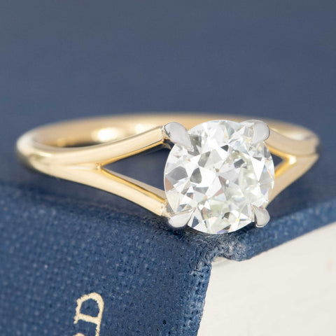 1.54ct Old European Cut Diamond Split Shank Solitaire, GIA M VS2