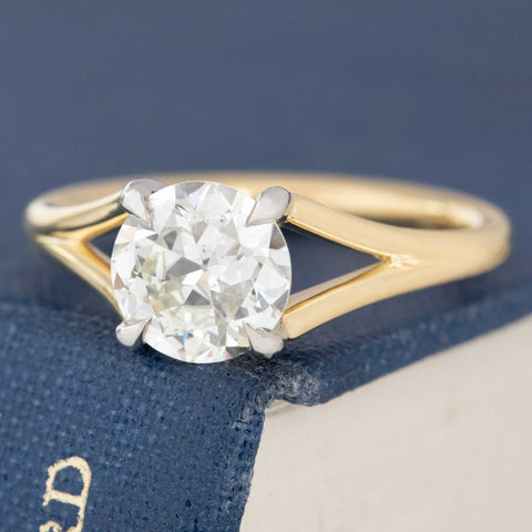 1.54ct Old European Cut Diamond Split Shank Solitaire, GIA M VS2