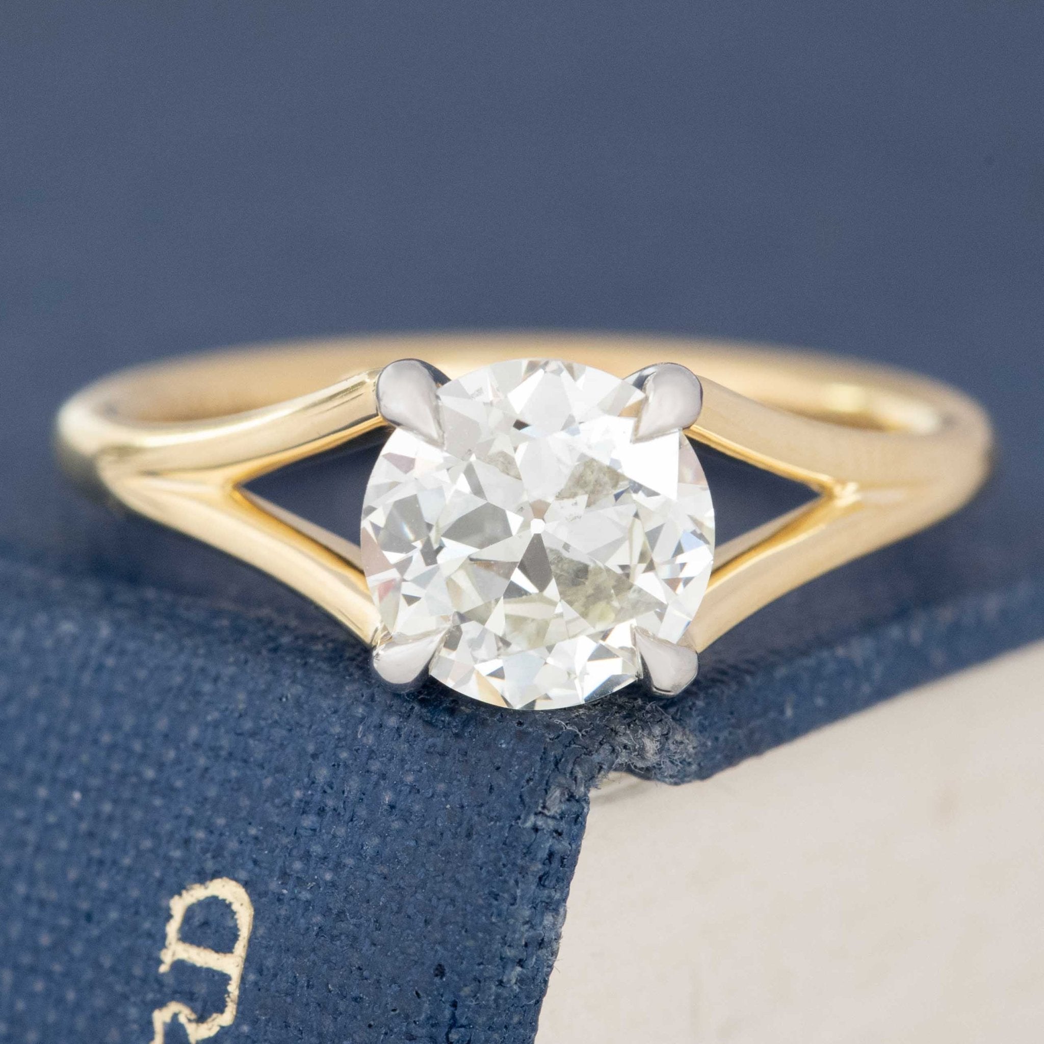 1.54ct Old European Cut Diamond Split Shank Solitaire, GIA M VS2