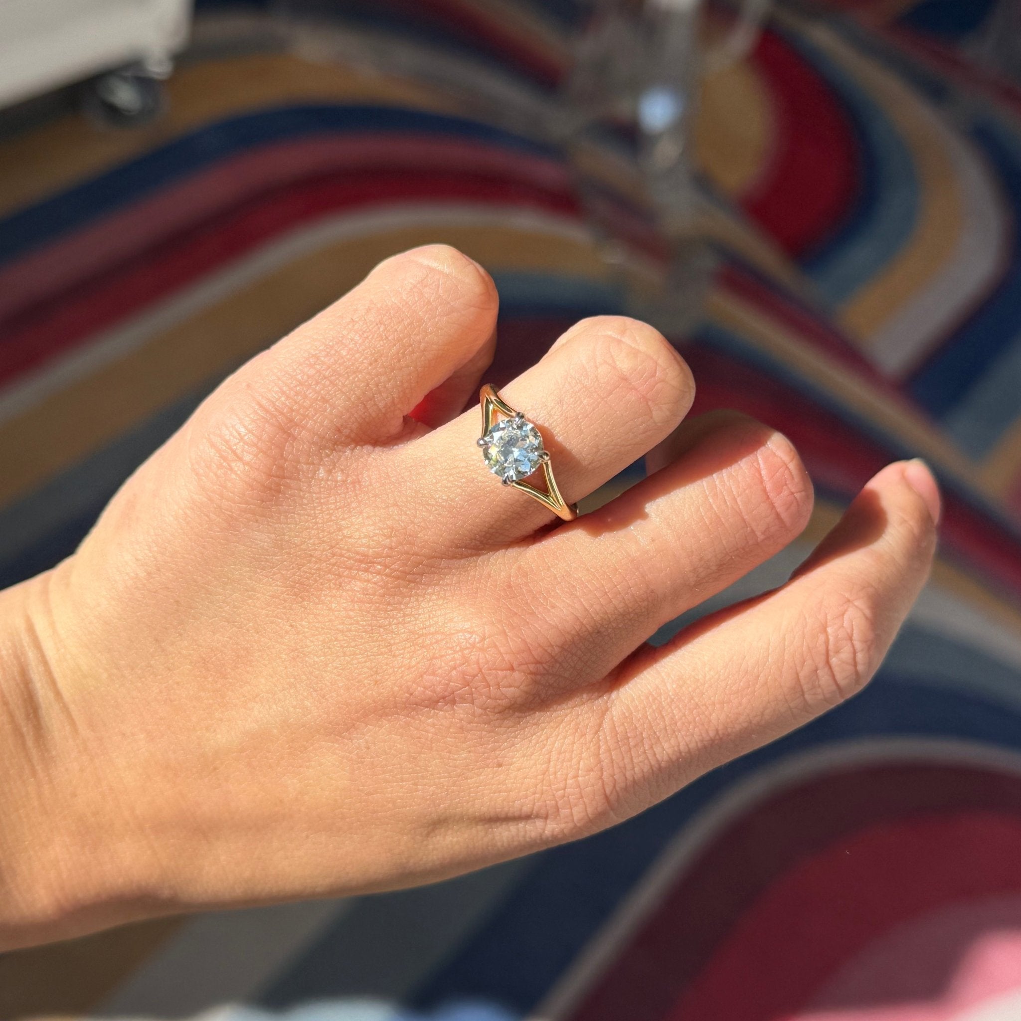 1.54ct Old European Cut Diamond Split Shank Solitaire, GIA M VS2