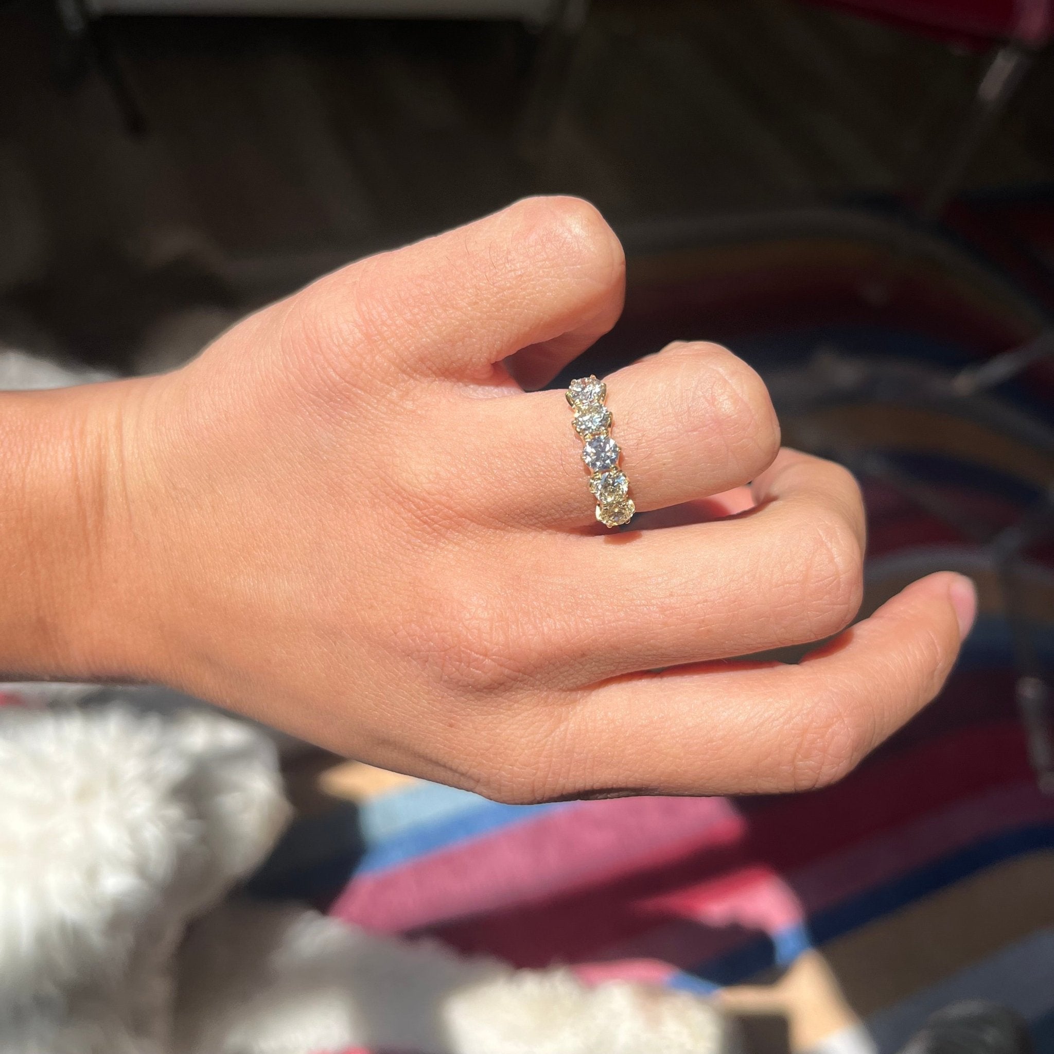 1.54ctw Old European Cut Diamond 5-Stone Band