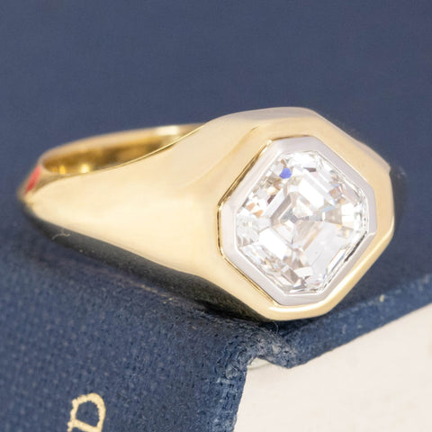 1.55ct Asscher Cut Diamond Bezel Solitaire