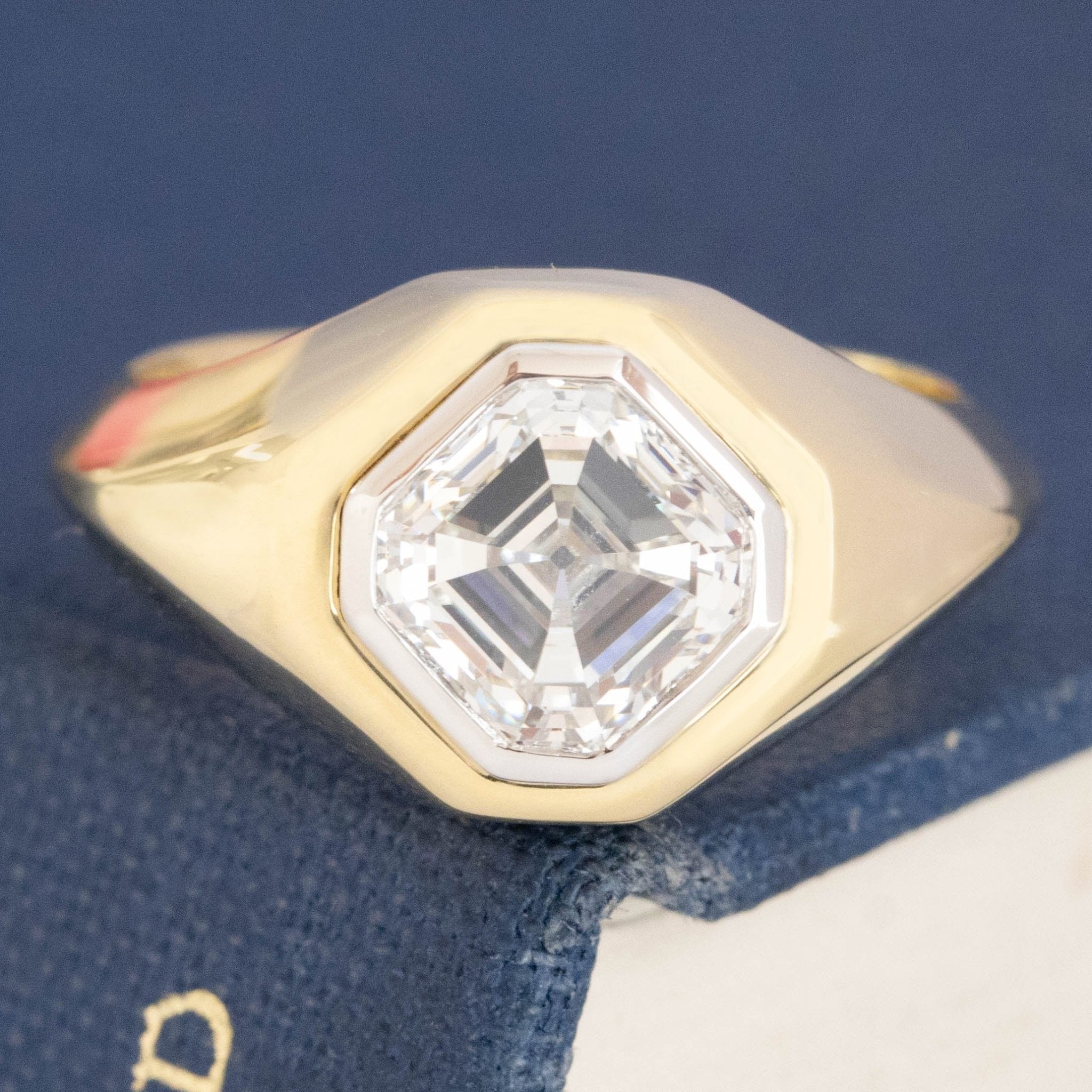 1.55ct Asscher Cut Diamond Bezel Solitaire