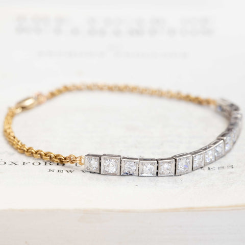 1.55ctw Antique Old European Cut Diamond Block Chain Bracelet