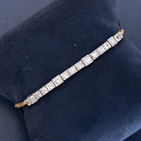 1.55ctw Antique Old European Cut Diamond Block Chain Bracelet