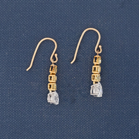 1.55ctw Pear Cut Fancy Diamond Drop Earrings
