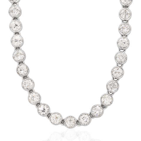 15.71ctw Old European Cut Diamond Compass Bezel Tennis Necklace