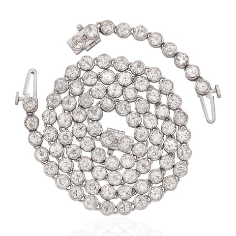 15.71ctw Old European Cut Diamond Compass Bezel Tennis Necklace