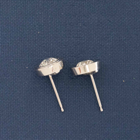 1.57ctw Old European Cut Diamond Double Bezel Stud Earrings