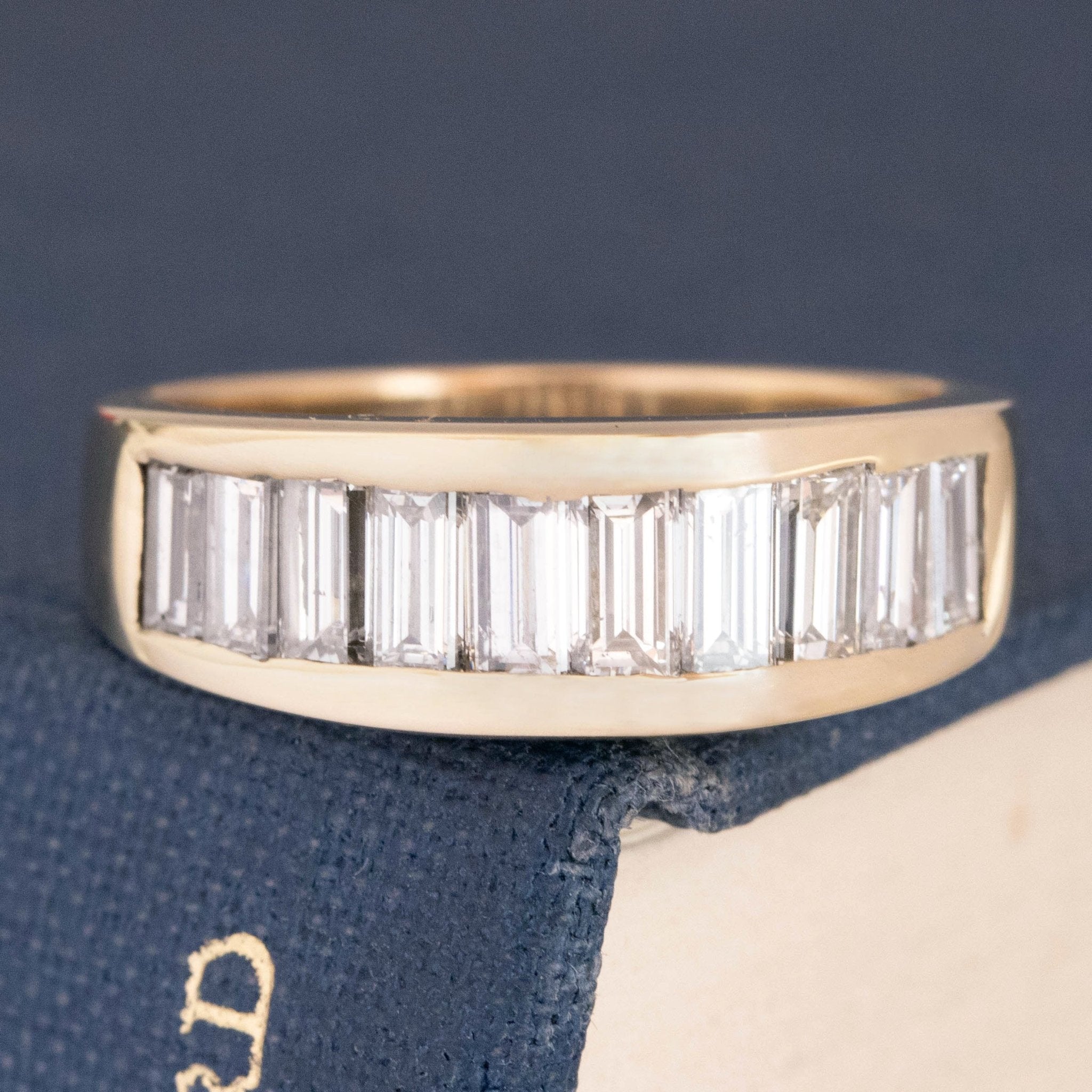1.57ctw Vintage Graduated Baguette Cut Diamond Band