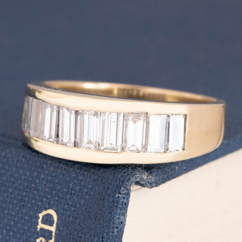 1.57ctw Vintage Graduated Baguette Cut Diamond Band