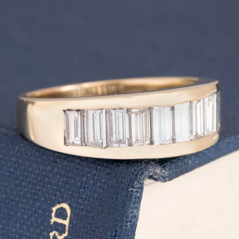 1.57ctw Vintage Graduated Baguette Cut Diamond Band