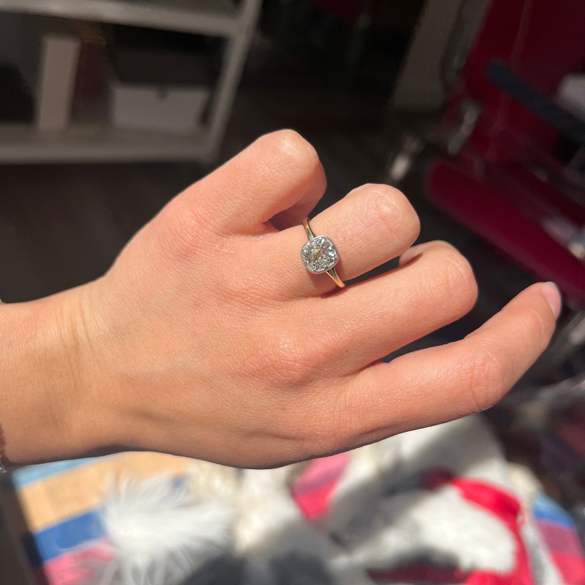 1.58ct Old Mine Cut Diamond Collet Solitaire