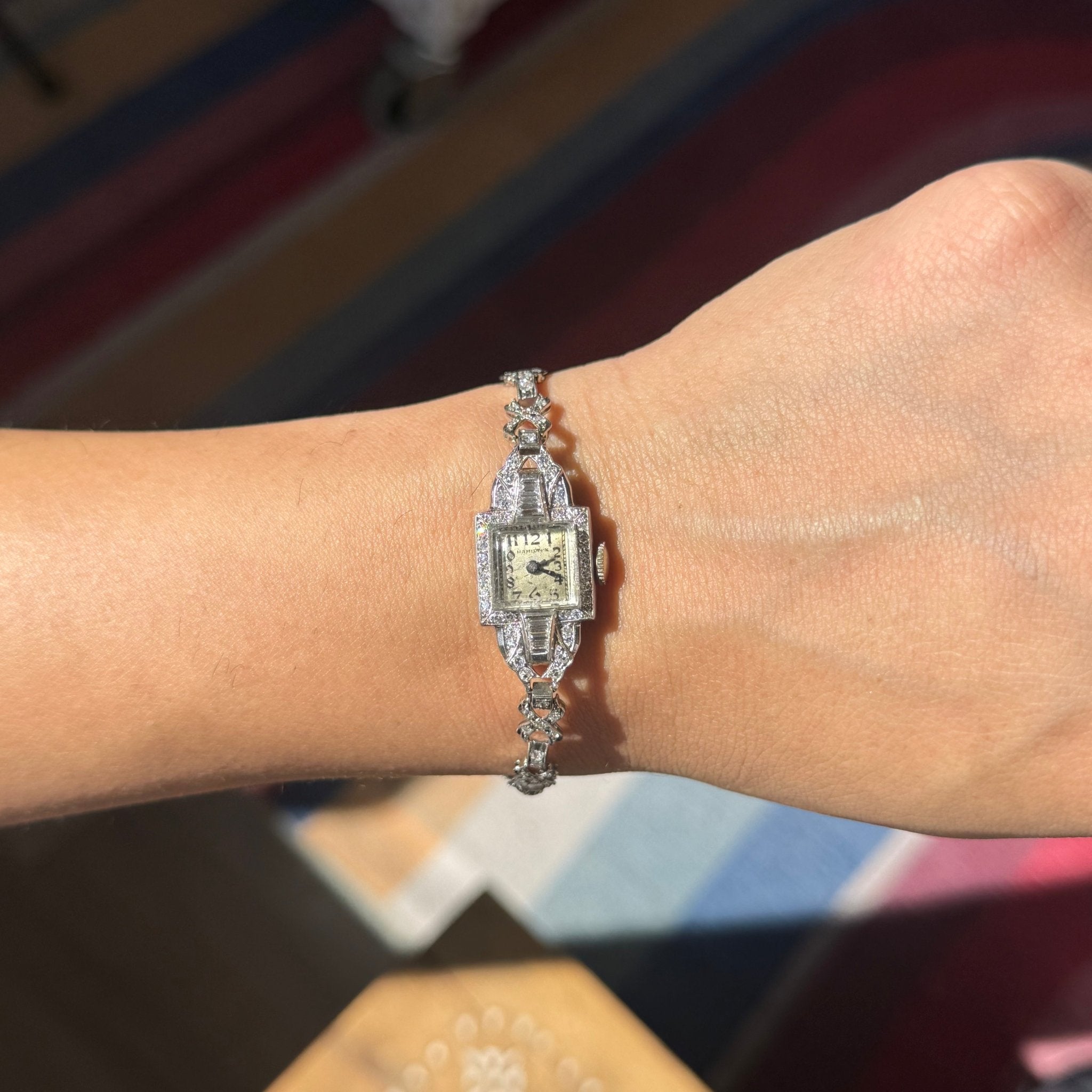 1.58ctw Art Deco Diamond Ladies Watch, by Hamilton