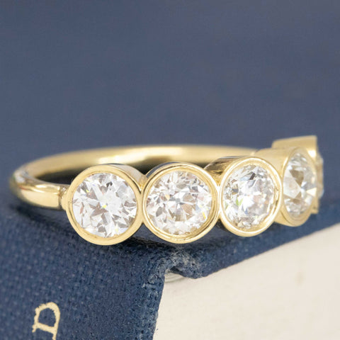 1.58ctw Old European Cut Diamond 5-Stone Bezel Band
