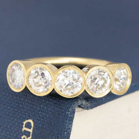 1.58ctw Old European Cut Diamond 5-Stone Bezel Band