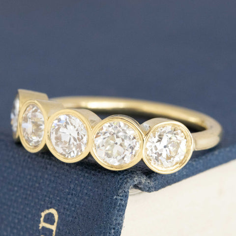 1.58ctw Old European Cut Diamond 5-Stone Bezel Band