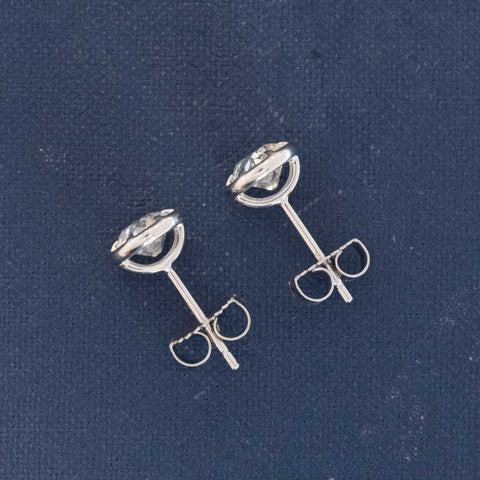 1.58ctw Old European Cut Diamond Collet Stud Earrings