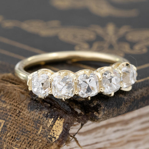 1.59ctw Old Mine Cut Diamond 5-Stone Band
