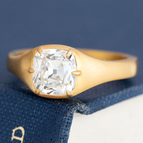 1.60ct Cushion Cut Diamond Collet Solitaire, GIA