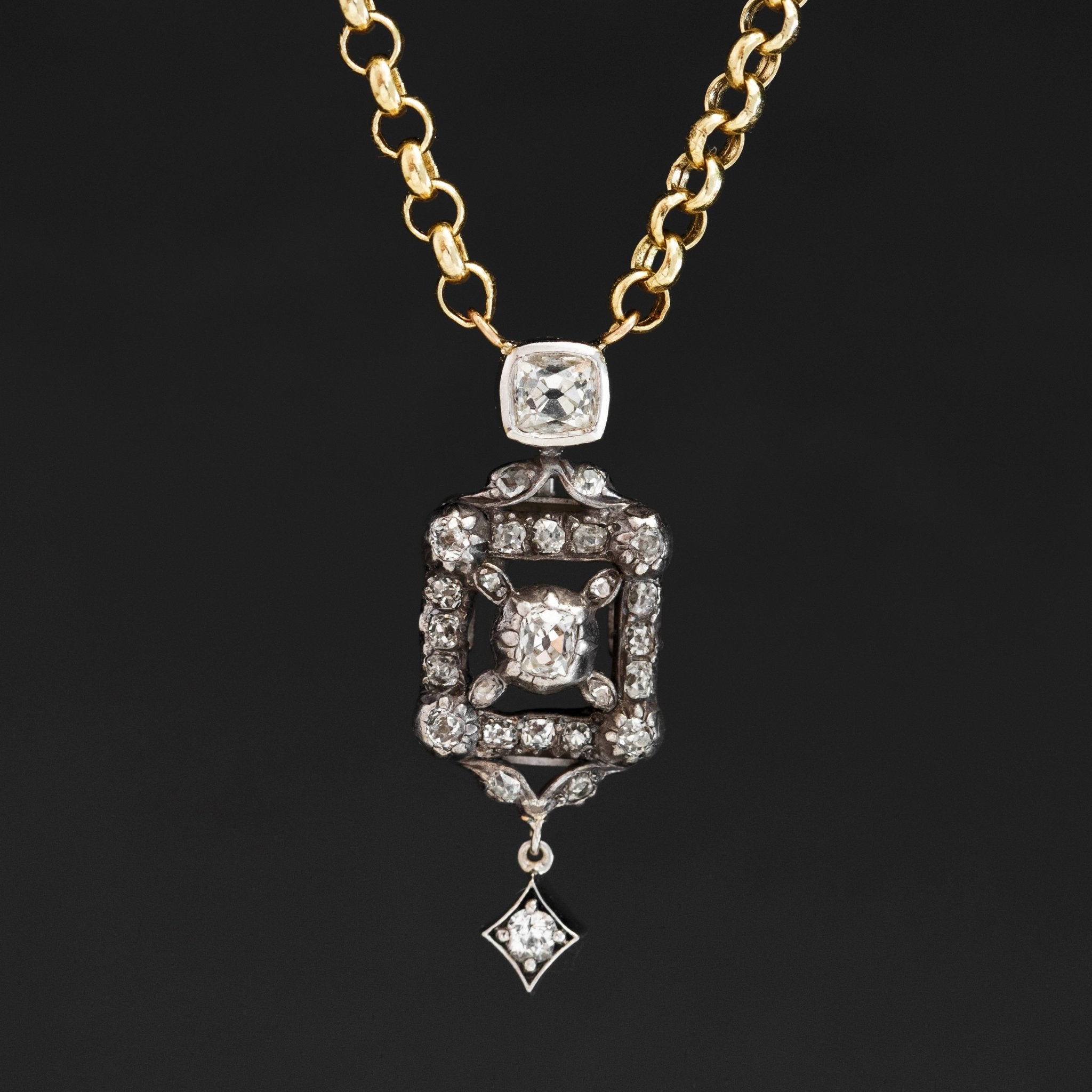 1.60ctw Antique Old Mine Cut Diamond Necklace