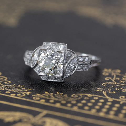 1.60ctw Edwardian Old European Cut Diamond Ring, GIA M VS