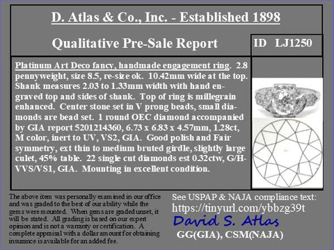 1.60ctw Edwardian Old European Cut Diamond Ring, GIA M VS